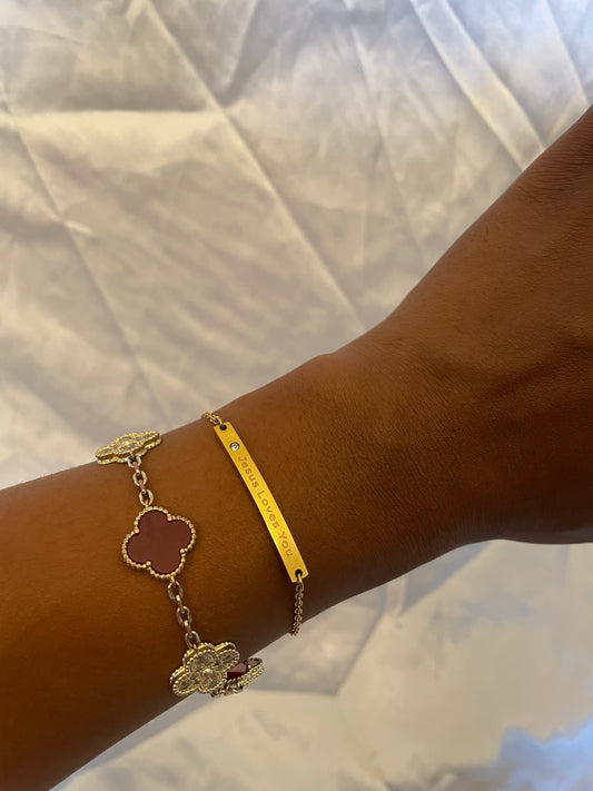 Jesus Loves You Bracelet, Gold Plated Adjustable Christian Jewerly