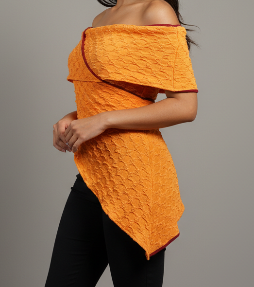 Orange Off The Shoulder Asymmetrical Hem Top