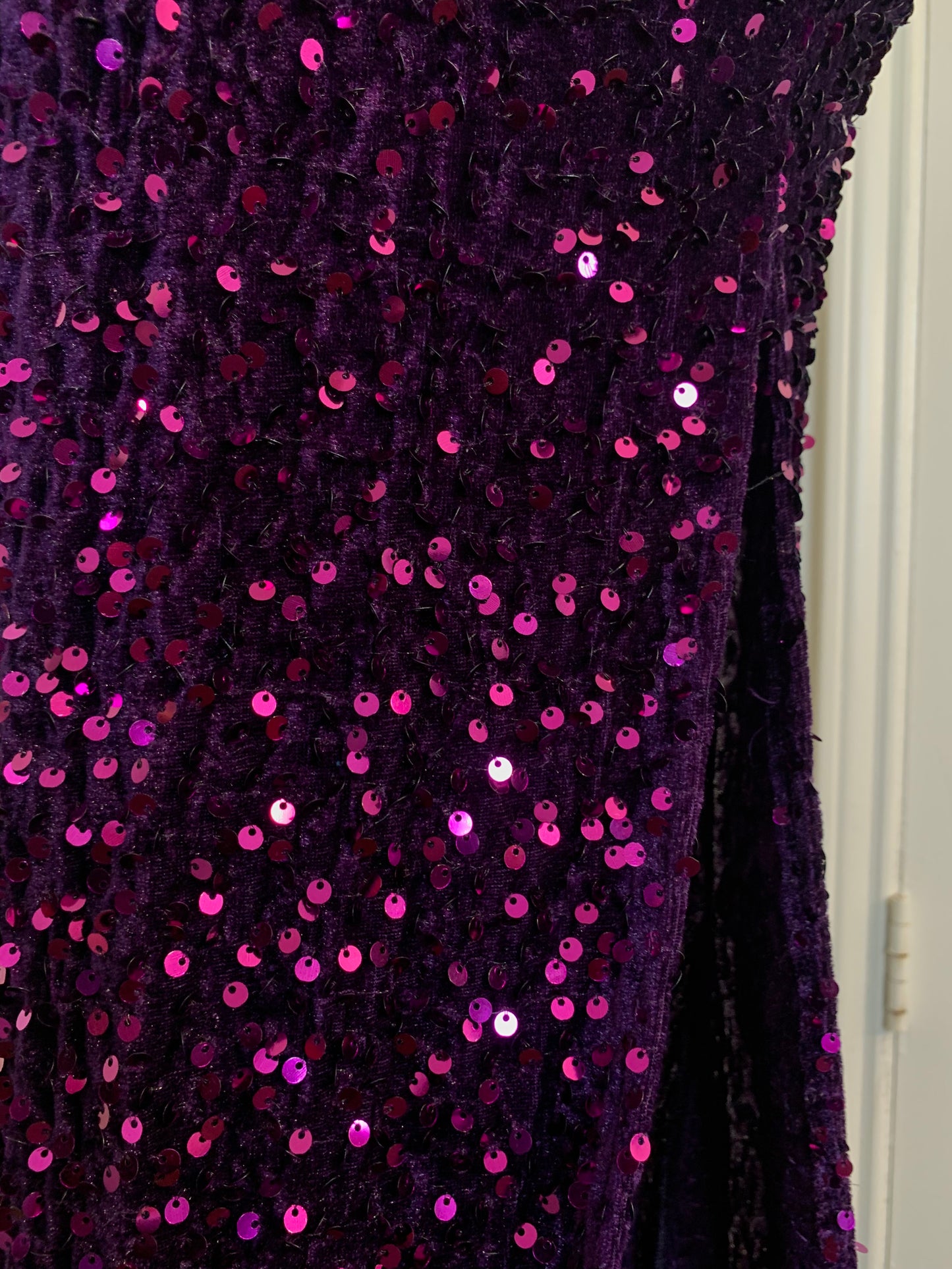 Purple Velvet Sequin One Shoulder Prom Dress