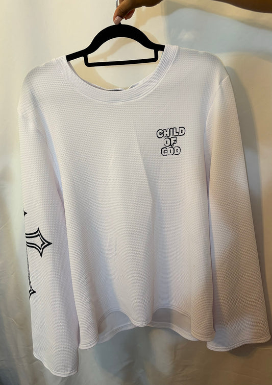 Large “Child of God” Cross Oversized Long Sleeve Top