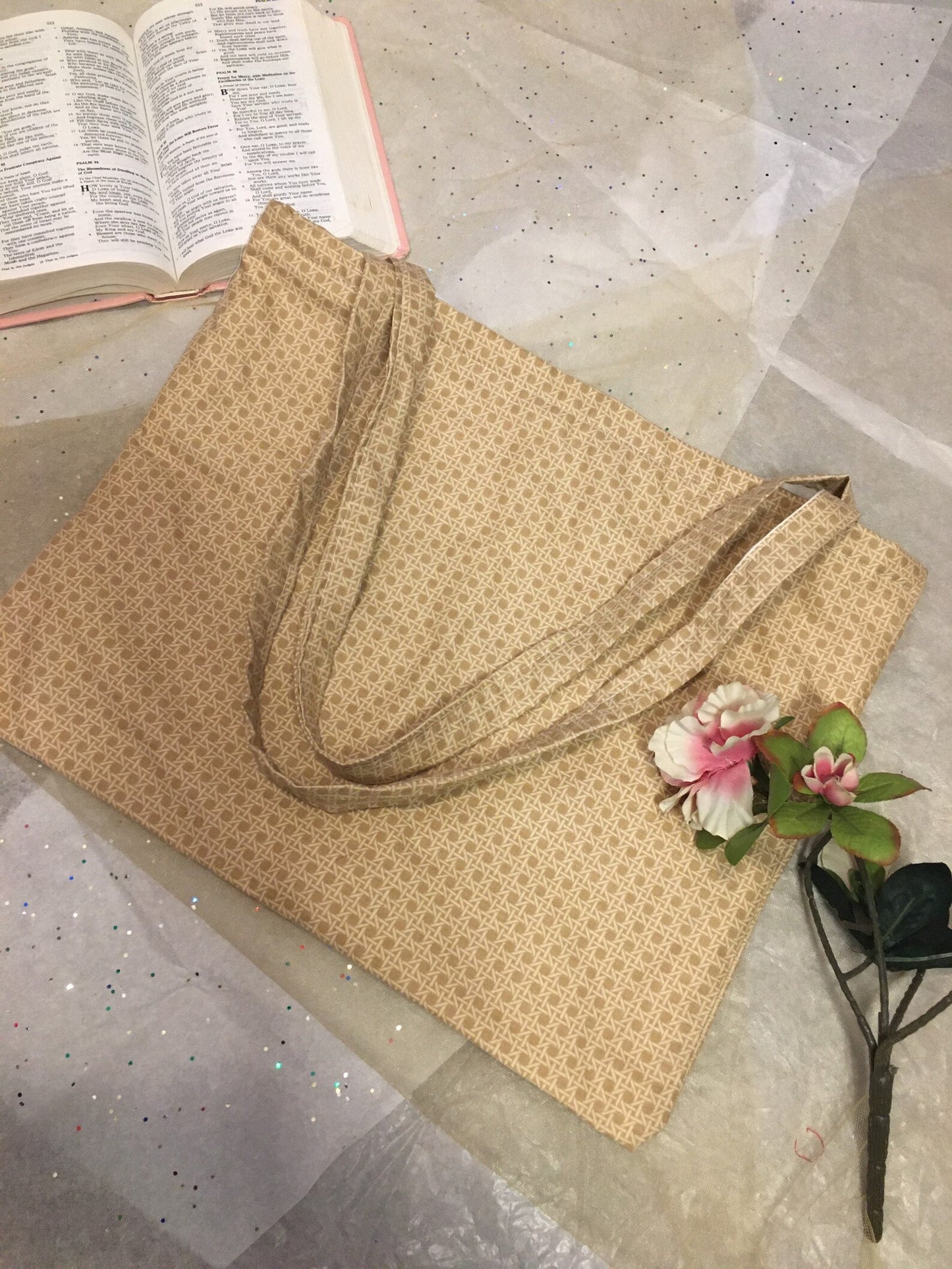 Large Yellow Print Tote Book Bag