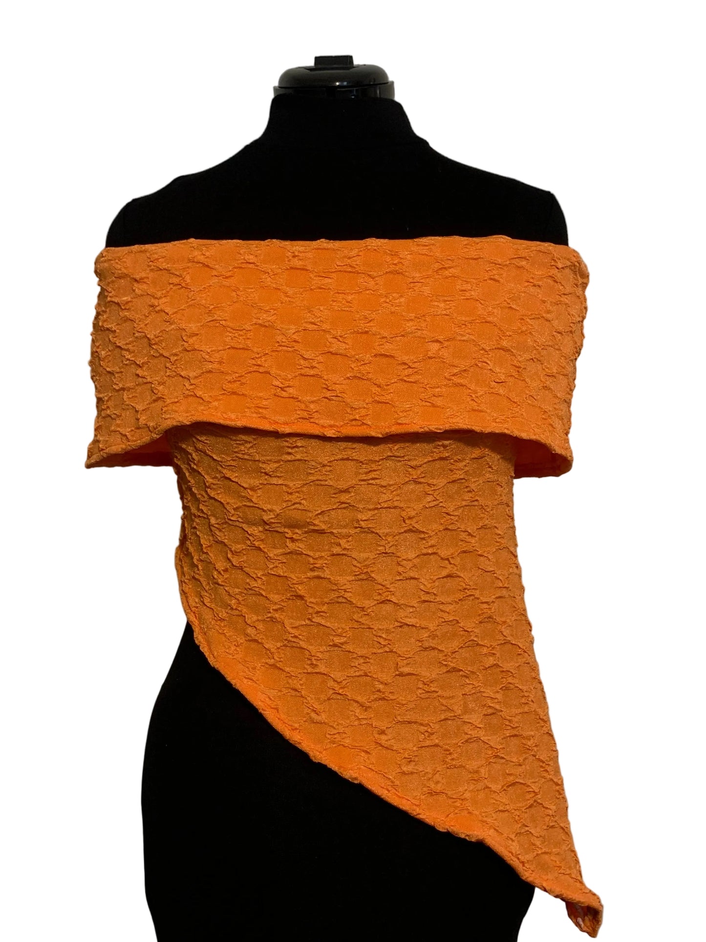 Orange Off The Shoulder Asymmetrical Hem Top