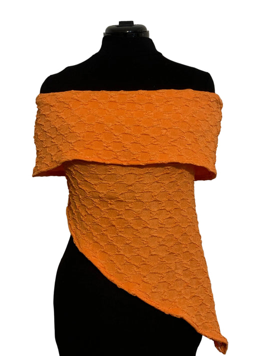 Orange Off The Shoulder Asymmetrical Hem Top