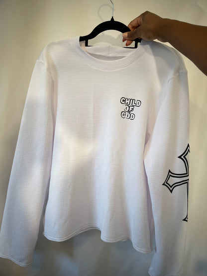 Small “Child of God” Cross Oversized Long Sleeve Top