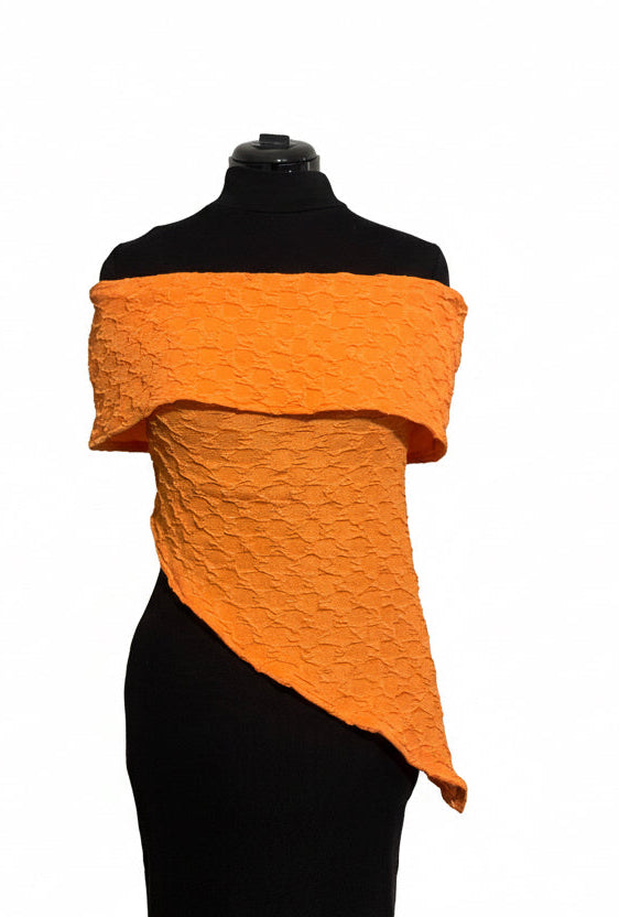 Orange Off The Shoulder Asymmetrical Hem Top