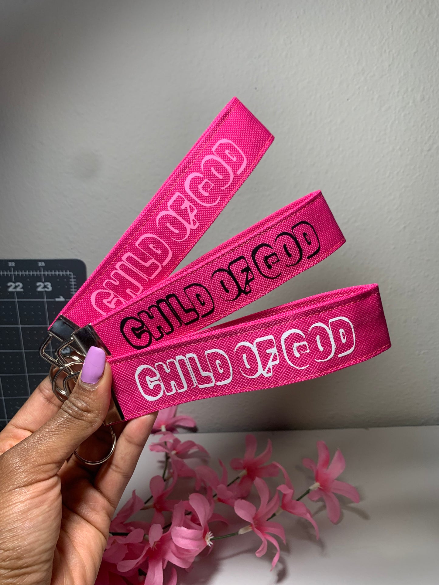 Child Of God Canvas Keychain Wristlet, Christian Faith Streetwear Style