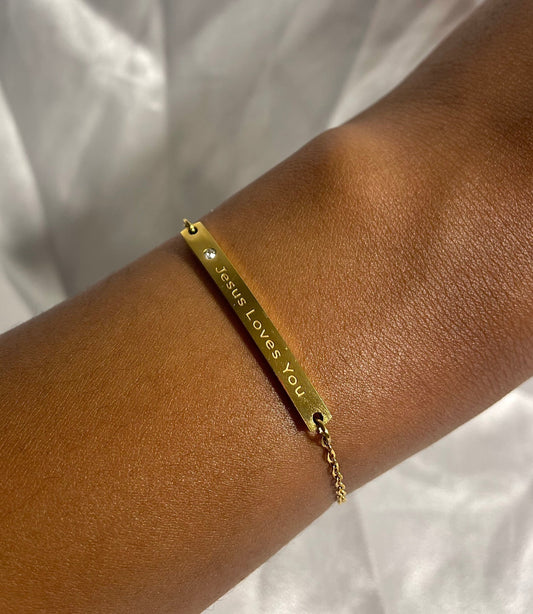 Jesus Loves You Bracelet, Gold Plated Adjustable Christian Jewerly