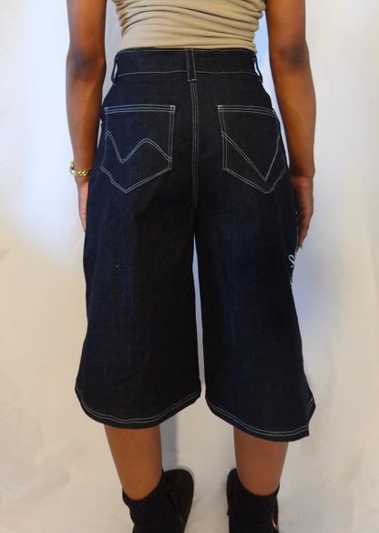 1of1 Straight Leg Jorts “Walking in Purpose” Script Denim