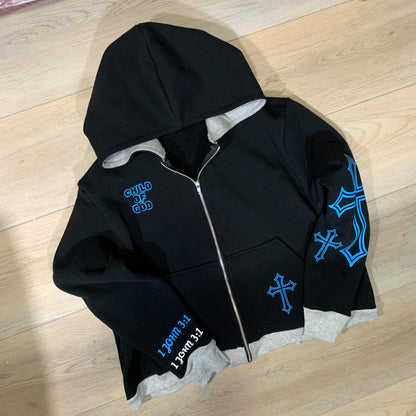 Child of God Cross Zip Up Sweatshirt, Christian Streetwear
