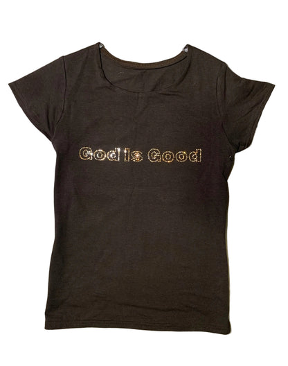 God is Good Top, Rhinestone Graphic Fitted Top