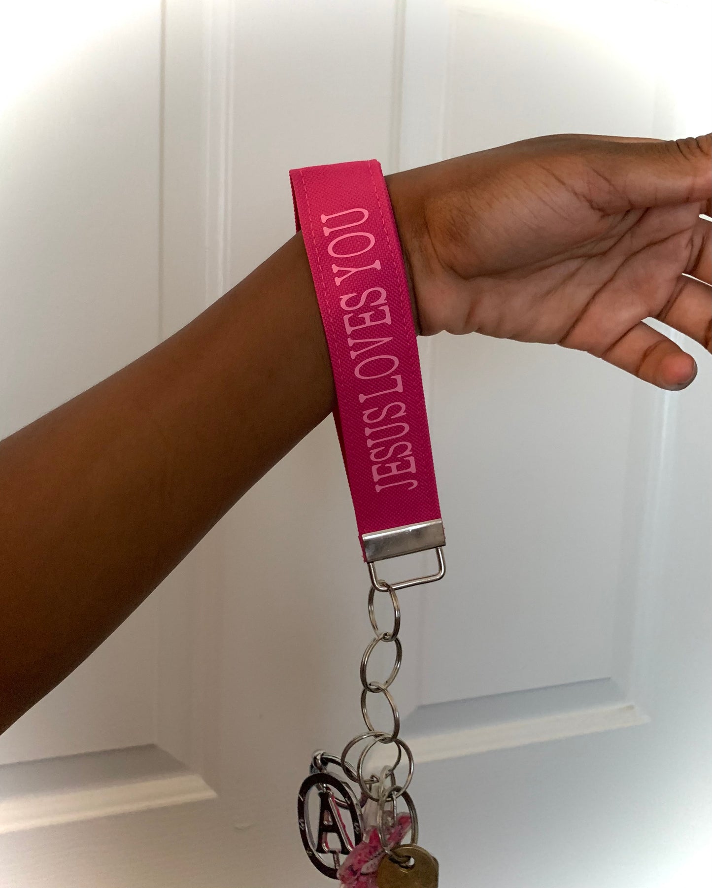 Jesus Loves You Canvas Keychain Wristlet, Christian Inspiration