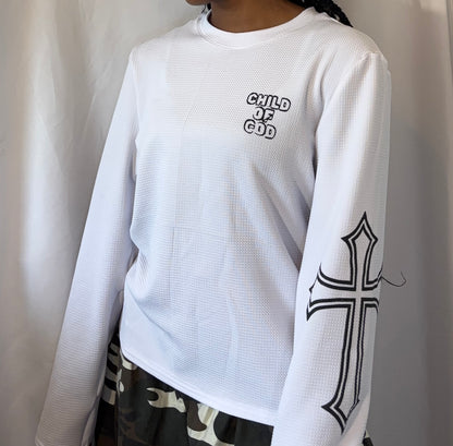 Small “Child of God” Cross Oversized Long Sleeve Top