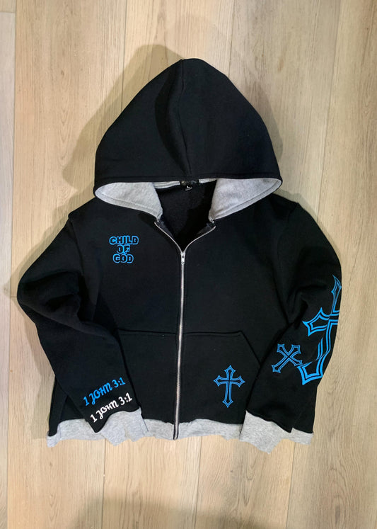 Child of God Cross Zip Up Sweatshirt, Christian Streetwear