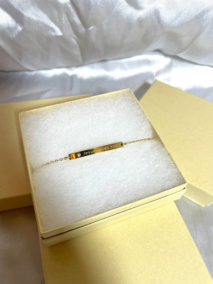 Jesus Loves You Bracelet, Gold Plated Adjustable Christian Jewerly