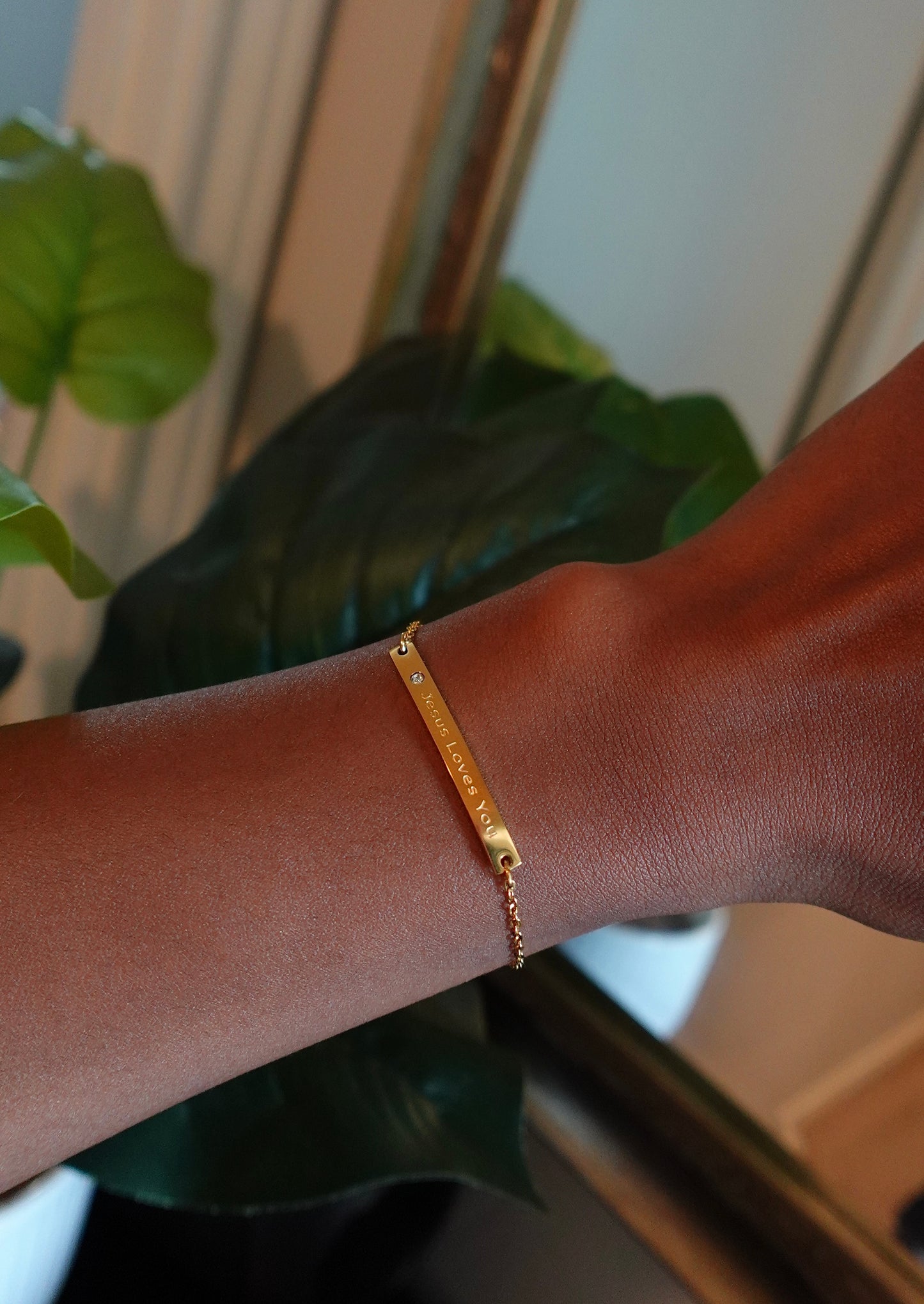 Jesus Loves You Bracelet, Gold Plated Adjustable Christian Jewerly