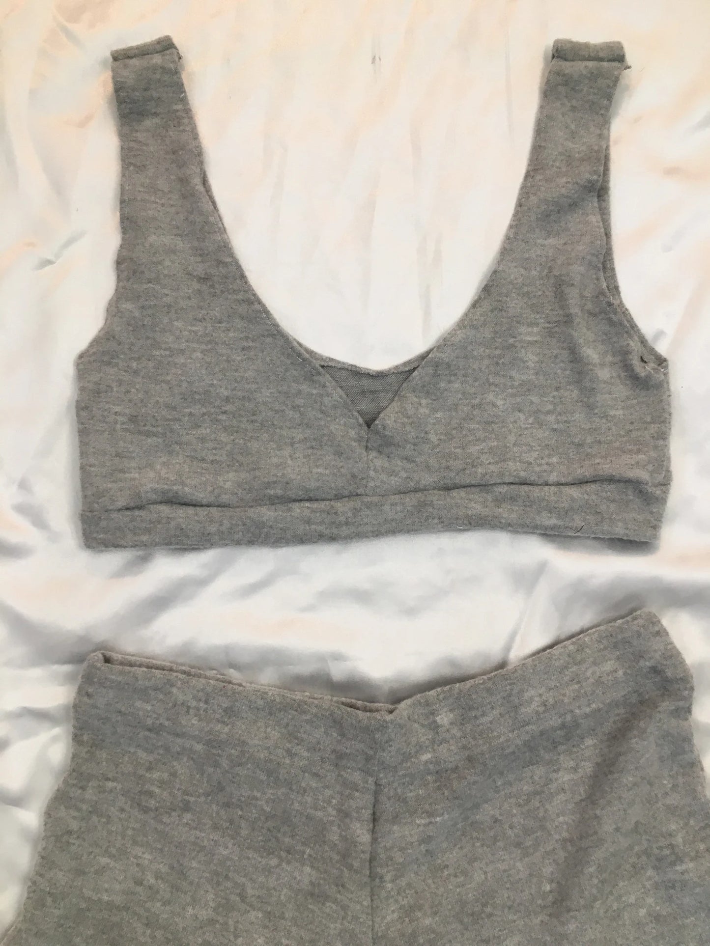 Grey Two Piece Lounge Set, Matching Shorts and Top